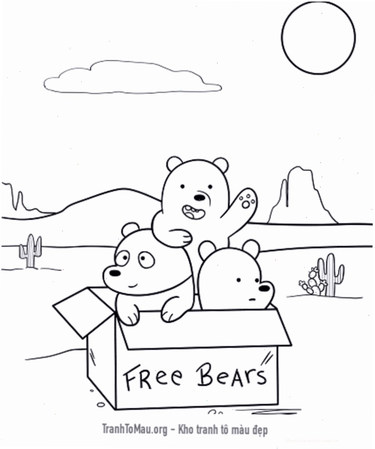 Tranh tô màu We Bare Bears giúp rèn luyện vận động tinh cho bé