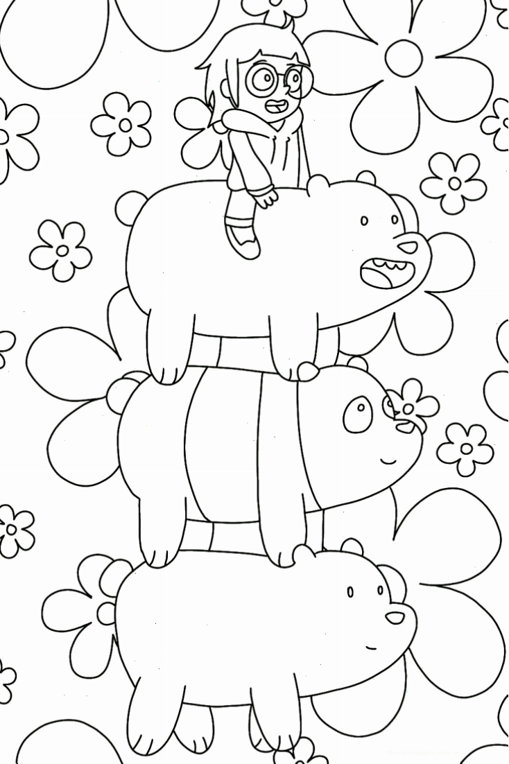 Tranh tô màu We Bare Bears hoàn thiện cho bé