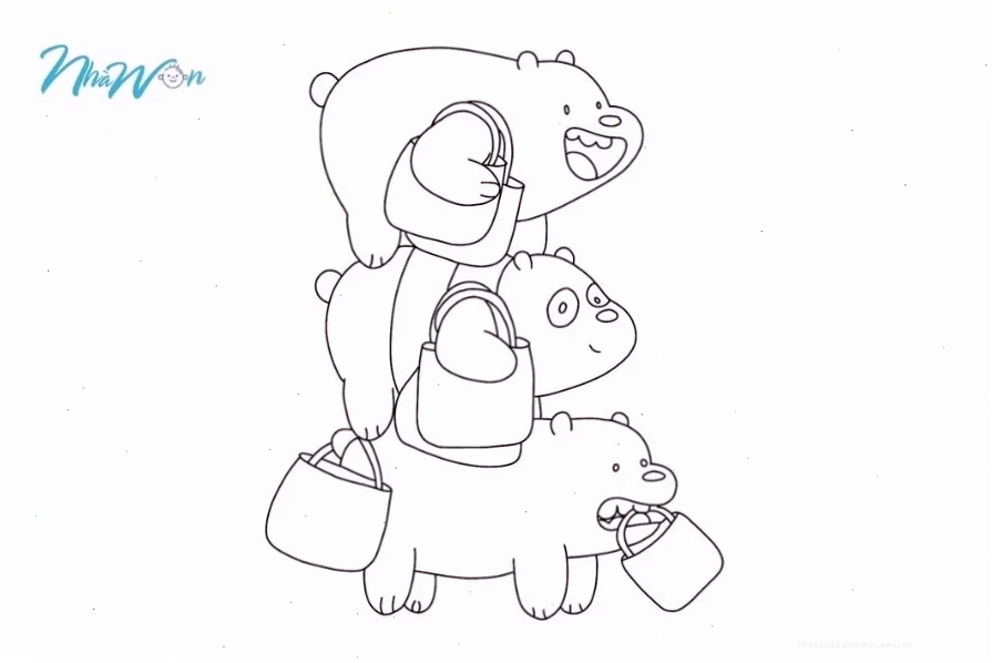 Tranh tô màu We Bare Bears ngộ nghĩnh với ba chú gấu