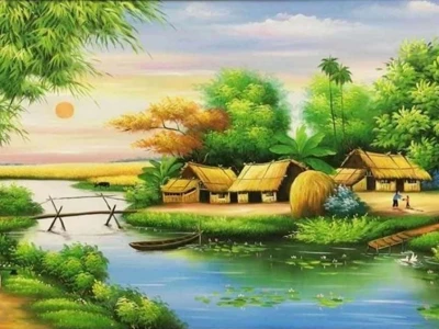 Hướng dẫn chi tiết cách vẽ phong cảnh quê hương đẹp