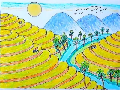 Hướng dẫn vẽ tranh phong cảnh núi đơn giản và đẹp mắt