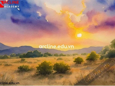 Vẽ Tranh Phong Cảnh Hoàng Hôn Bằng Màu Nước: Hướng Dẫn Chi Tiết Cho Người Mới Bắt Đầu
