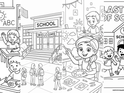 Tranh Tô Màu Ngôi Trường Tiểu Học Hướng Dẫn Chi Tiết Nhất